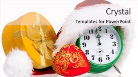  Presentation with white christmas - PPT layouts enhanced with alarm clock with christmas santa background and a sky blue colored foreground