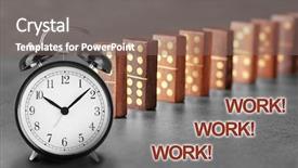  Presentation with problem solving - Slide deck consisting of alarm clock with dominoes background and a gray colored foreground