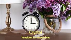  Presentation with alarm - Colorful slides enhanced with alarm-clock-with-lilac-bouquet backdrop and a tawny brown colored foreground