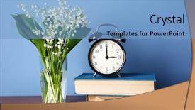  Presentation with lily - Slide set featuring alarm clock with lily bouquet background and a light blue colored foreground