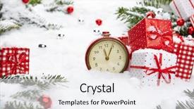  Presentation with clock countdown - Theme consisting of alarm clock with snow background and a sky blue colored foreground