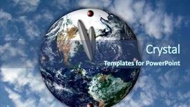  Presentation with minute - Presentation with alarm globe - last minute concept background and a ocean colored foreground