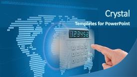  Presentation with net - PPT theme consisting of alarm system protection - hand touching security button background and a ocean colored foreground