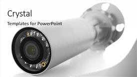  Presentation with cctv camera - Audience pleasing PPT theme consisting of alarm system protection - security cctv camera isolated backdrop and a  colored foreground