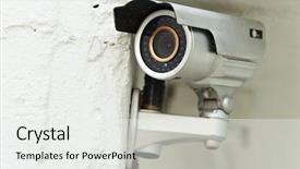  Presentation with surveillance - Beautiful presentation design featuring alarm system protection - surveillance camera backdrop and a white colored foreground