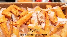  Presentation with alaskan seafood - Cool new slides with alaskan king crab in seafood backdrop and a yellow colored foreground