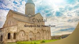  Presentation with kakheti - Amazing PPT theme having alaverdi cathedral in kakheti region georgia backdrop and a coral colored foreground