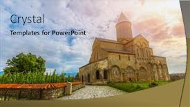  Presentation with kakheti - PPT layouts enhanced with alaverdi cathedral in kakheti region background and a light blue colored foreground