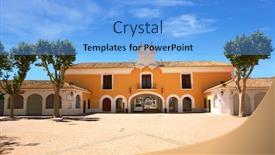  Presentation with spain - Slides with albacete-feria-in-castile-la background and a light blue colored foreground