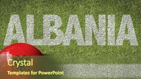  Presentation with soccer field - PPT theme featuring albania ball in a soccer background and a  colored foreground