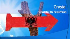  Presentation with albania - Colorful PPT layouts enhanced with albania flag wooden sign backdrop and a teal colored foreground