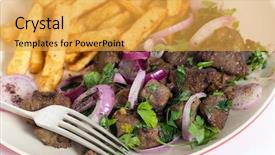  Presentation with food potato chips - PPT theme consisting of fry s food - albanian liver a traditional turkish background and a yellow colored foreground