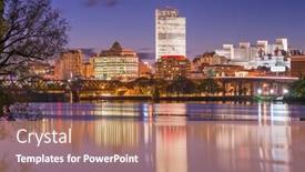  Presentation with new york - PPT theme featuring albany-new-york-usa-skyline background and a coral colored foreground