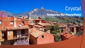  Presentation with medieval - PPT theme enhanced with albarracin-medieval-town-village background and a cobalt blue colored foreground