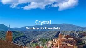  Presentation with medieval - PPT theme having albarracin-medieval-town-village background and a teal colored foreground
