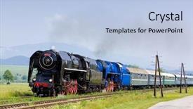 Presentation with steam train - Beautiful presentation theme featuring albatros - passenger train with steam locomotives backdrop and a  colored foreground