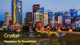  Presentation with canada - Presentation theme featuring highrise buildings - calgary canada at night background and a tawny brown colored foreground