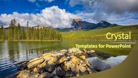  Presentation with mountain lake - Audience pleasing PPT theme consisting of alberta - pyramid mountain and lake backdrop and a tawny brown colored foreground