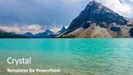  Presentation with mountain lake - PPT layouts with alberta canada rocky mountains bow background and a teal colored foreground