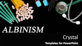  Presentation with medical pills - PPT theme having albinism-text-on-medical-background background and a black colored foreground