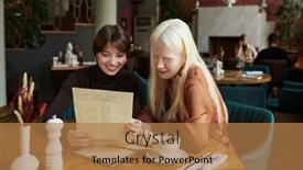  Presentation with meeting table - Presentation theme having albino-girl-and-her-happy background and a coral colored foreground