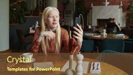  Presentation with chat - PPT theme having albino-girl-with-long-hair background and a tawny brown colored foreground