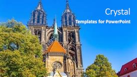  Presentation with gothic architecture - Presentation theme having albrechtsburg-castle-magnificent-medieval-castle background and a cobalt blue colored foreground