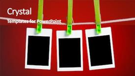  Presentation with christmas red - Presentation theme having album christmas - blank photos hanging on rope background and a crimson colored foreground