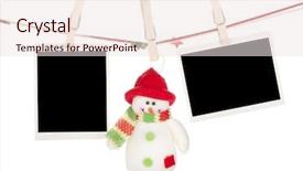  Presentation with snowman - Amazing slide set having album christmas - two blank photos and snowman backdrop and a sky blue colored foreground