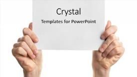  Presentation with holding hands - Cool new PPT theme with album format - male hands holding clean sheet backdrop and a white colored foreground