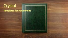 Presentation with album - Audience pleasing PPT theme consisting of album or year book cover backdrop and a tawny brown colored foreground