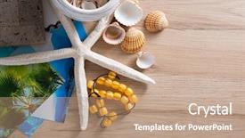  Presentation with shells stars - Presentation theme having album reminiscent of the summer background and a coral colored foreground