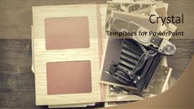  Presentation with photo album - PPT layouts enhanced with album with vintage photos background and a coral colored foreground