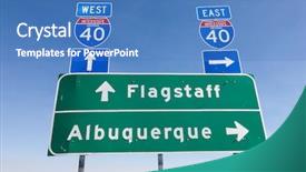  Presentation with blue sky - Presentation design having albuquerque - us interstate i-40 road sign background and a  colored foreground