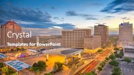  Presentation with albuquerque - Beautiful presentation theme featuring albuquerque-new-mexico-usa-downtown backdrop and a coral colored foreground