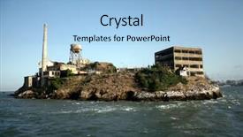  Presentation with island - Presentation theme featuring alcatraz island a view background and a light blue colored foreground