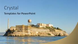  Presentation with san francisco - Theme featuring alcatraz island in san francisco bay at sunset background and a light blue colored foreground