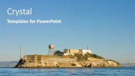  Presentation with san francisco - Cool new PPT theme with alcatraz island in san francisco bay at sunset backdrop and a teal colored foreground