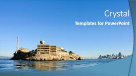  Presentation with san francisco - Slides enhanced with alcatraz island in san francisco bay at sunset from the bay looking towards san francisco background and a teal colored foreground