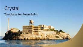  Presentation with san francisco - Colorful presentation design enhanced with alcatraz island in san francisco backdrop and a light blue colored foreground
