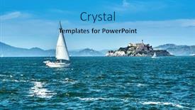  Presentation with san francisco - Beautiful theme featuring alcatraz island in san francisco backdrop and a light blue colored foreground