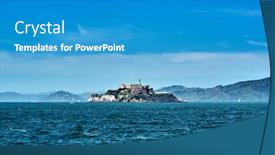  Presentation with san francisco - Beautiful PPT theme featuring alcatraz island in san francisco backdrop and a teal colored foreground