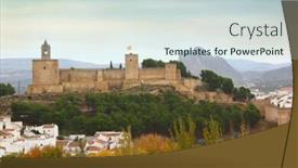  Presentation with mountain - Amazing slide set having andalus - alcazaba of antequera with mountain backdrop and a soft green colored foreground