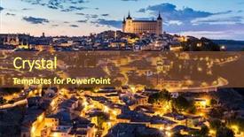  Presentation with madrid map - Slide deck featuring alcazar at dusk in madrid background and a  colored foreground