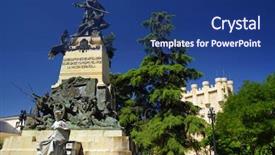  Presentation with spain - PPT theme featuring alcazar castle of segovia spain background and a ocean colored foreground