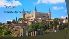  Presentation with spain - Presentation theme having alcazar-de-toledo-in-castile background and a light blue colored foreground