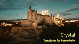  Presentation with night - Amazing PPT layouts having alcazar-of-segovia-at-night backdrop and a wine colored foreground