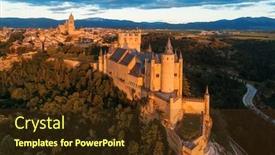  Presentation with aerial - Slide deck featuring alcazar-of-segovia background and a tawny brown colored foreground