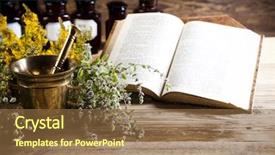  Presentation with herbal medicine - Theme featuring alchemy - herbal medicine and book background and a tawny brown colored foreground