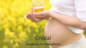 Presentation with pregnant - Audience pleasing presentation theme consisting of alchocol - pregnant woman holds glass backdrop and a gold colored foreground